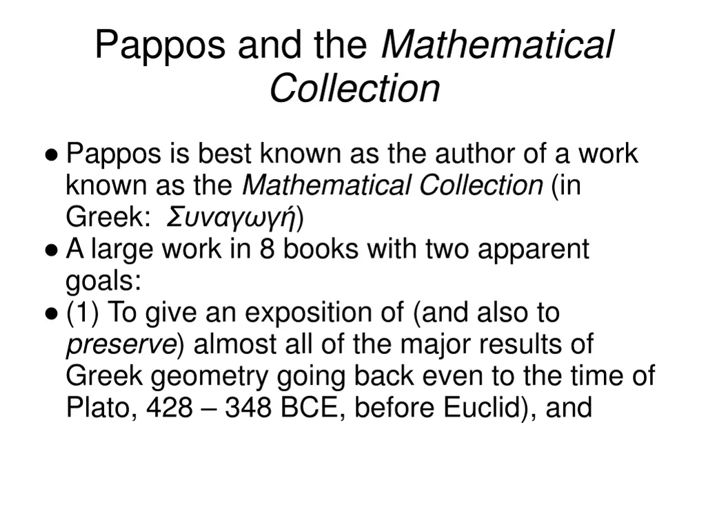 pappos and the mathematical collection