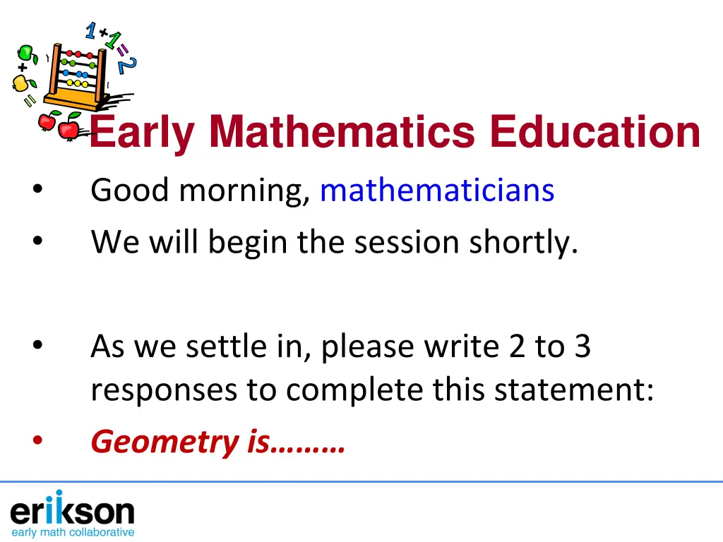 early mathematics education good morning