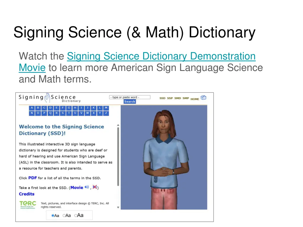 signing science math dictionary