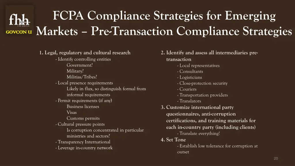 fcpa compliance strategies for emerging markets