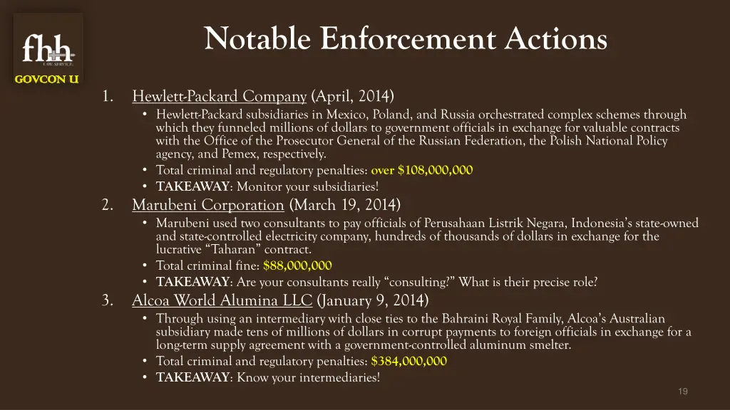 notable enforcement actions