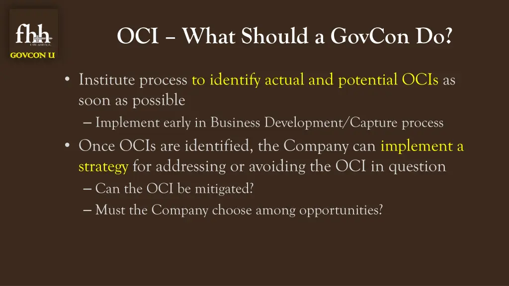 oci what should a govcon do