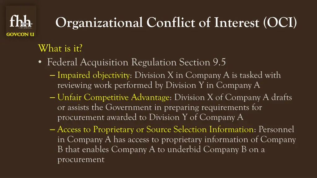 organizational conflict of interest oci