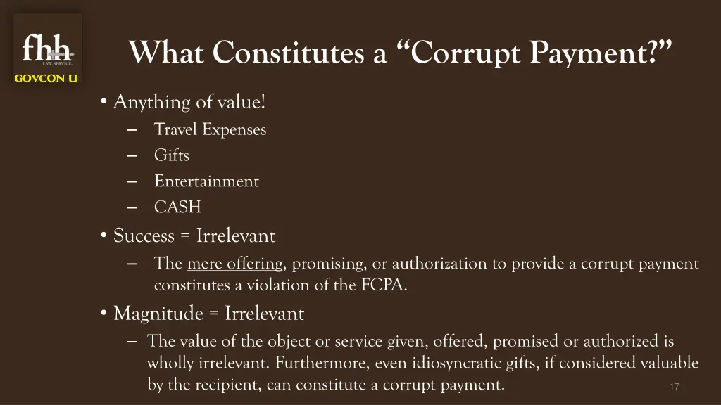 what constitutes a corrupt payment