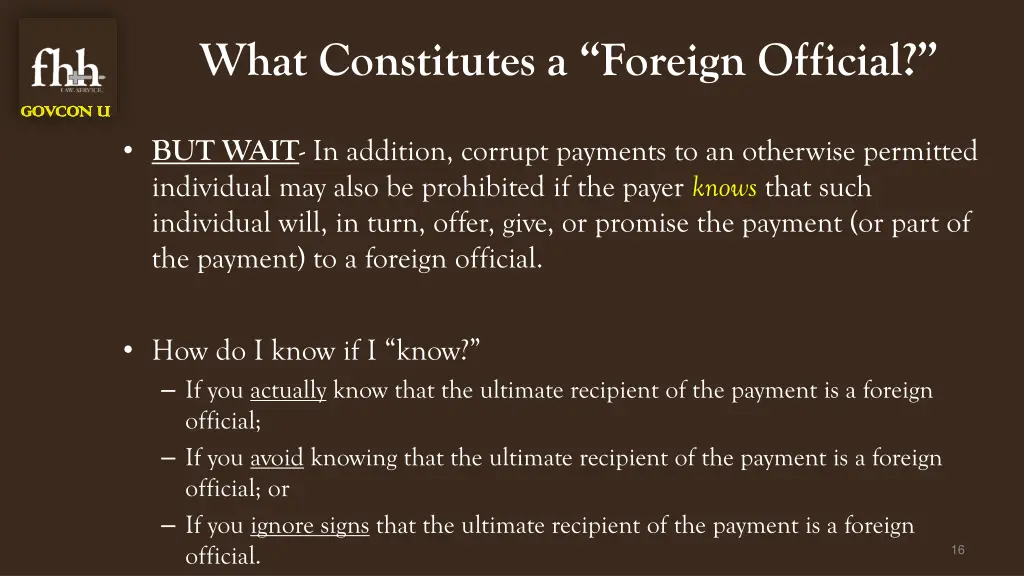 what constitutes a foreign official 1