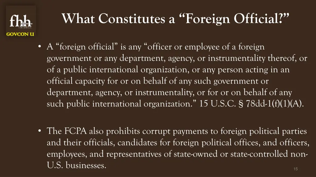 what constitutes a foreign official