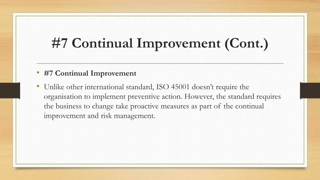 7 continual improvement cont