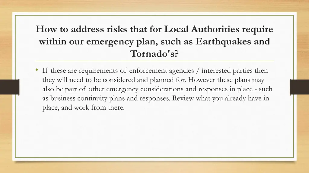 how to address risks that for local authorities