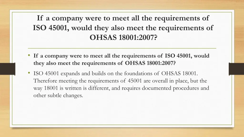if a company were to meet all the requirements