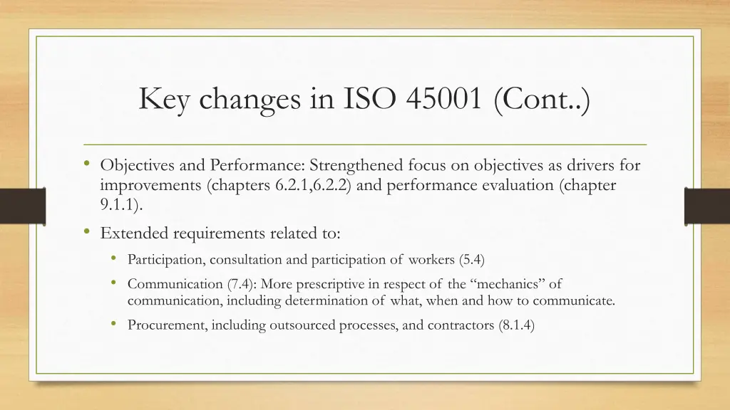 key changes in iso 45001 cont 1