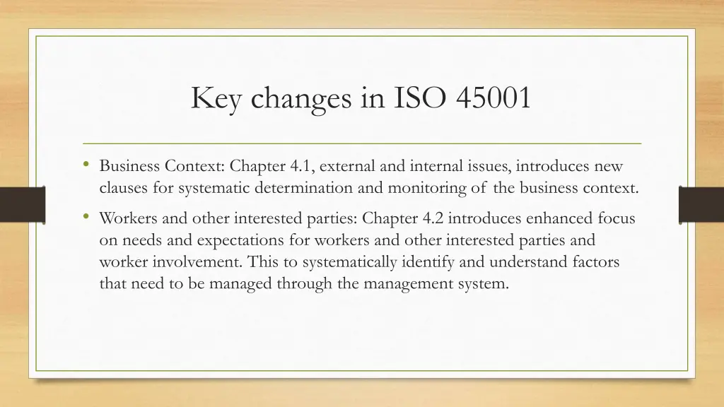 key changes in iso 45001