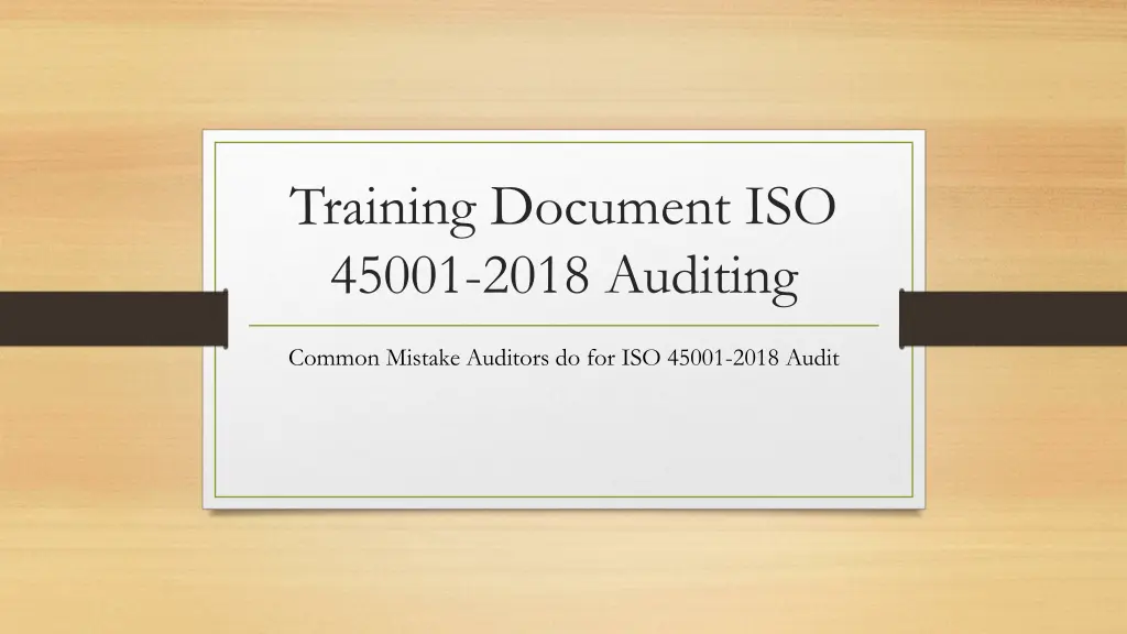 training document iso 45001 2018 auditing