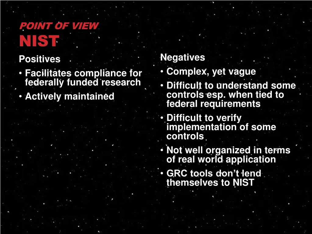 point of view nist positives facilitates