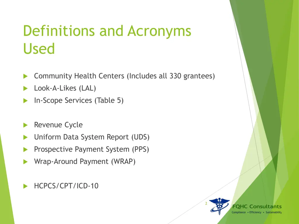 definitions and acronyms used