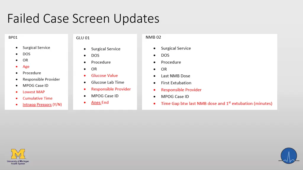 failed case screen updates