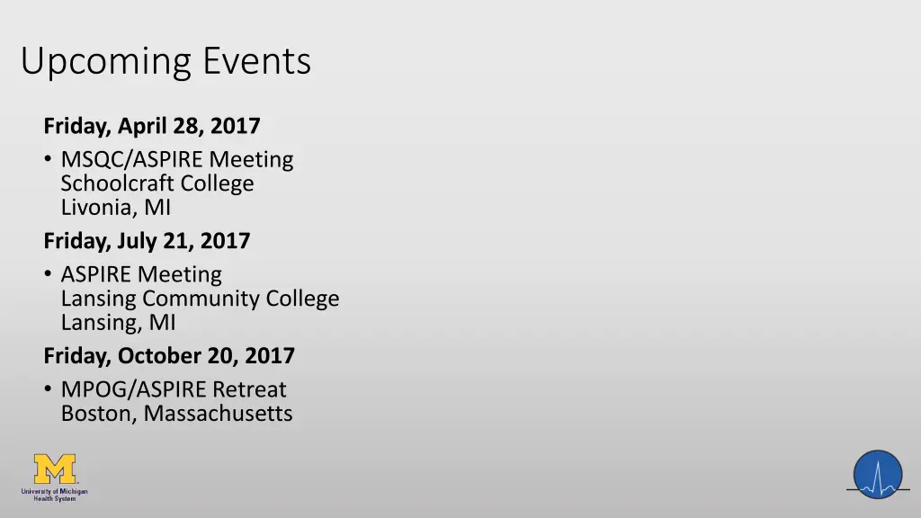 upcoming events