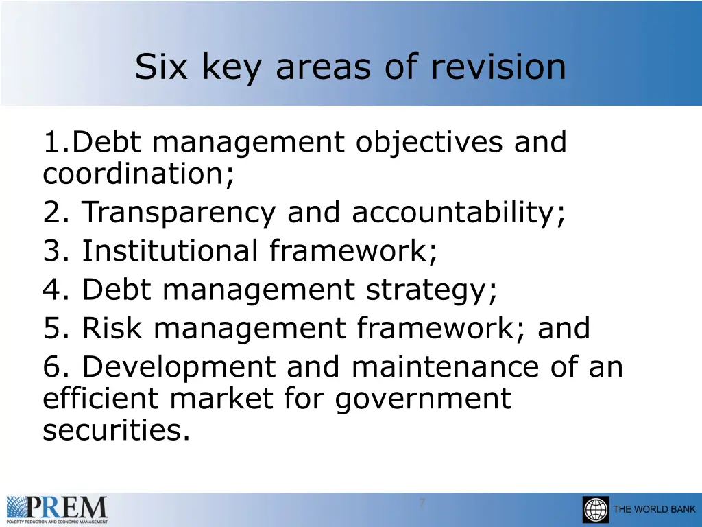 six key areas of revision