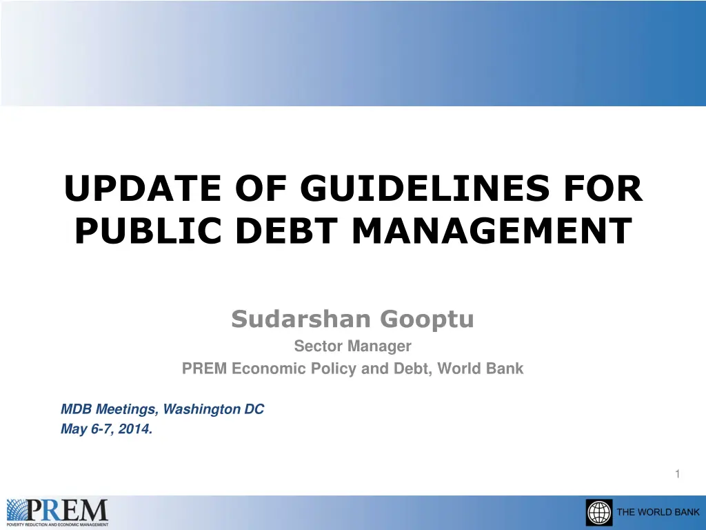 update of guidelines for public debt management