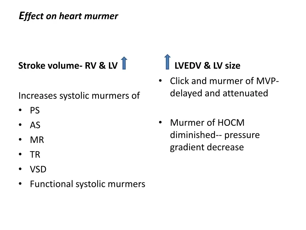 e ffect on heart murmer