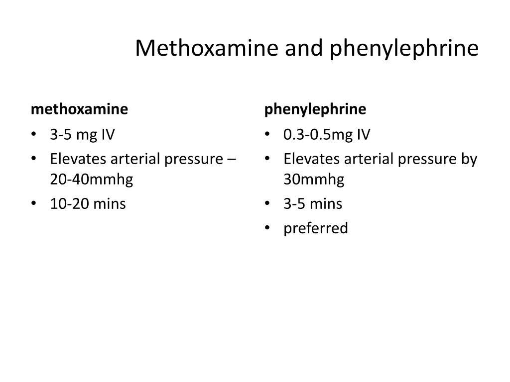 methoxamine and phenylephrine