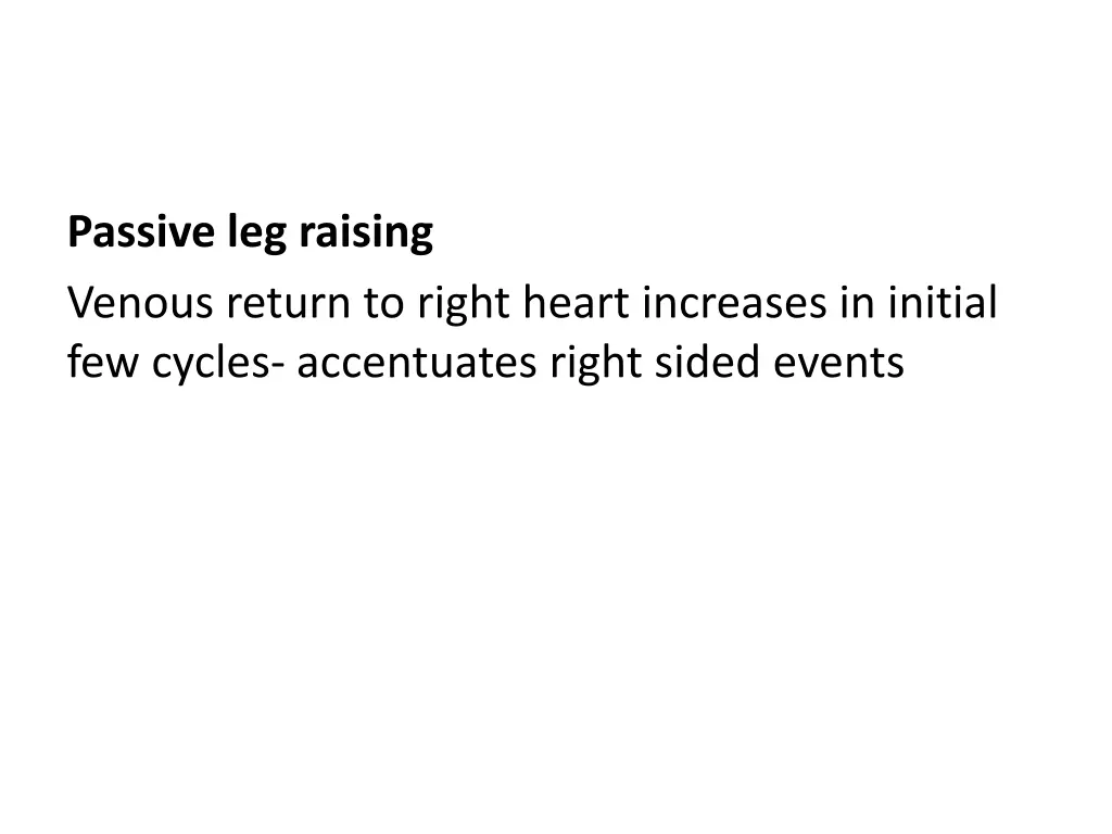 passive leg raising venous return to right heart