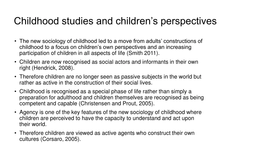 childhood studies and children s perspectives 1