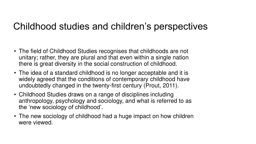 childhood studies and children s perspectives