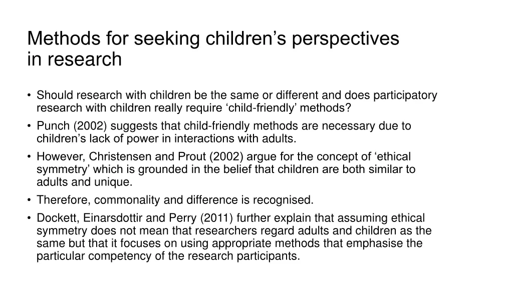 methods for seeking children s perspectives