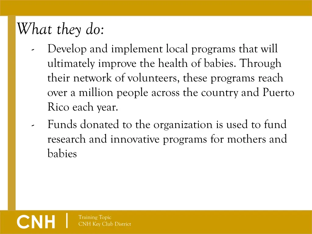 what they do develop and implement local programs