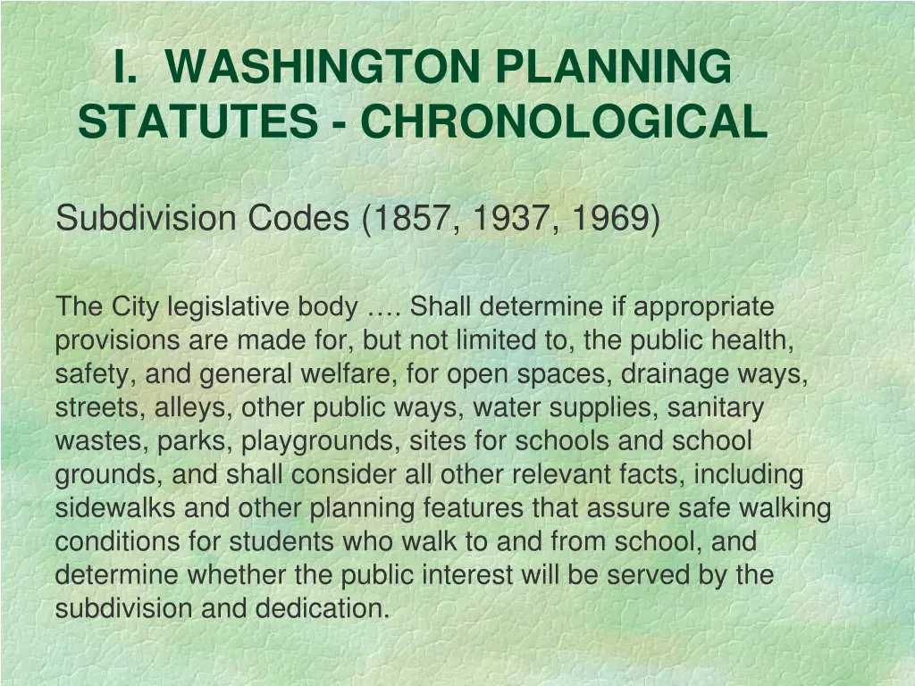 i washington planning statutes chronological
