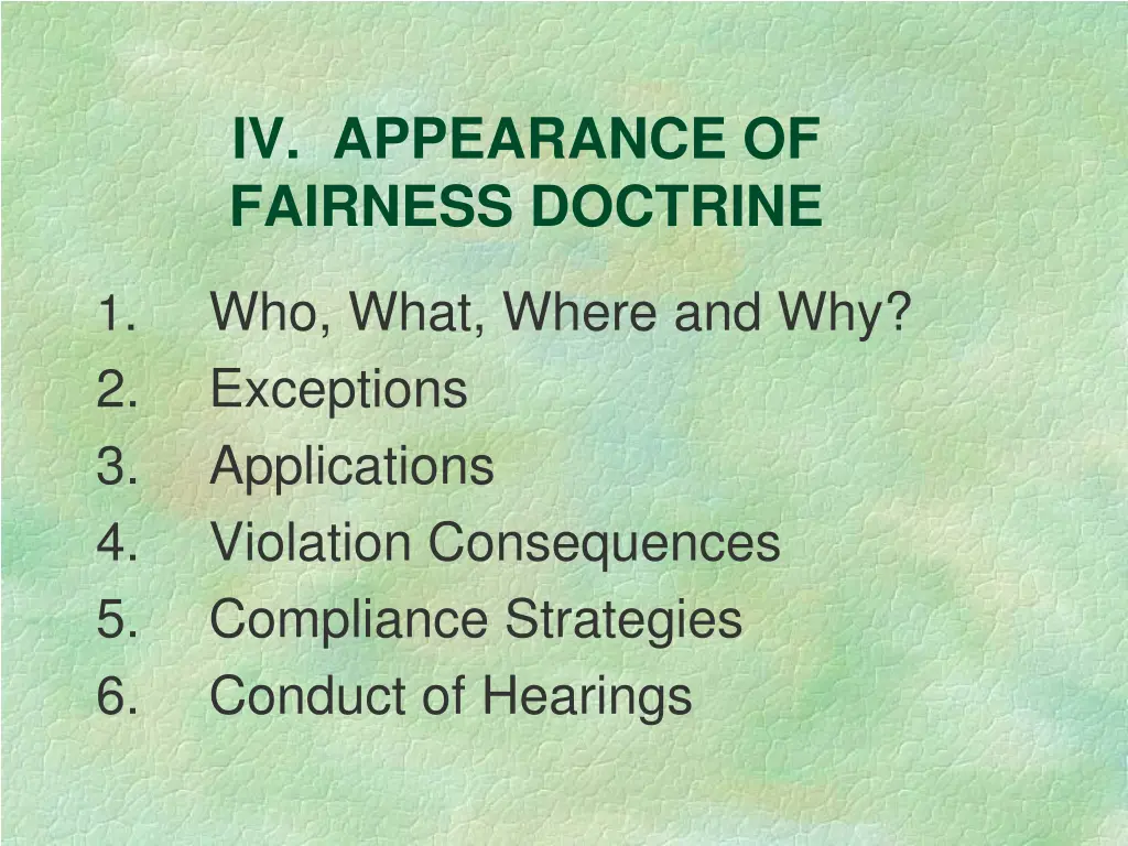 iv appearance of fairness doctrine
