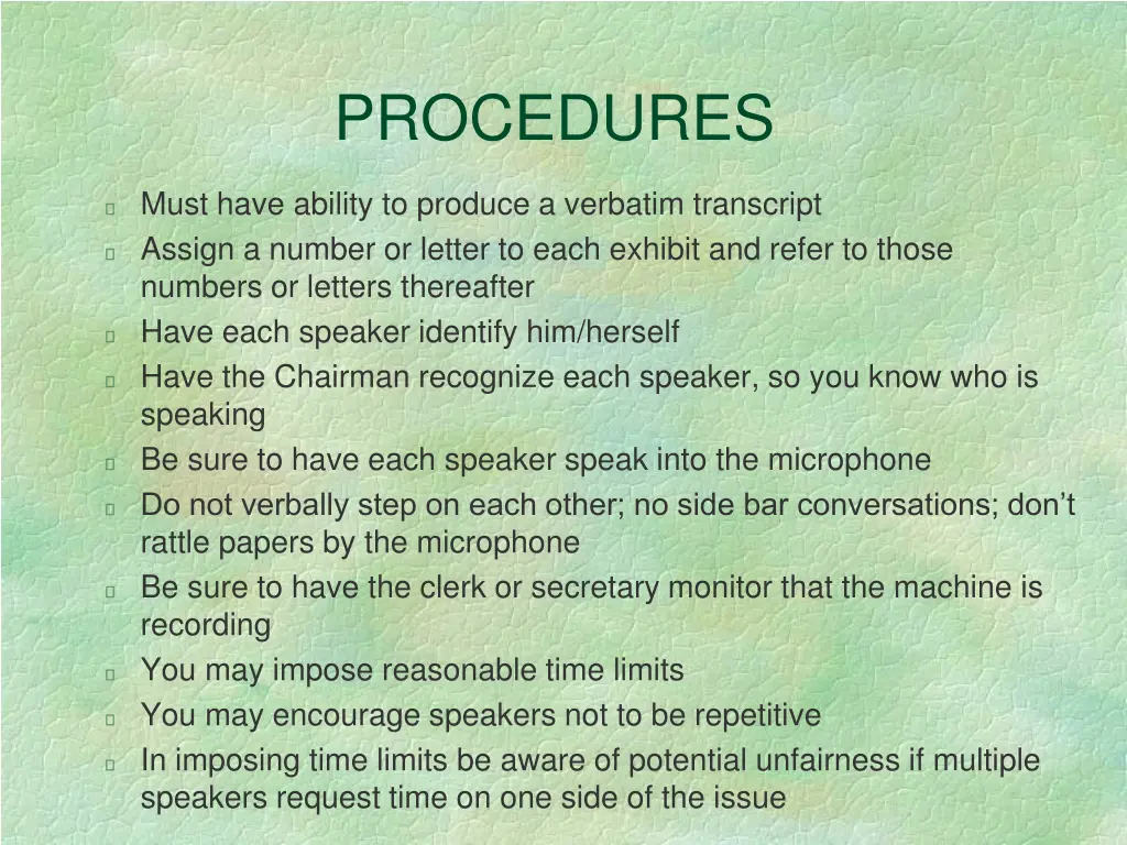 procedures