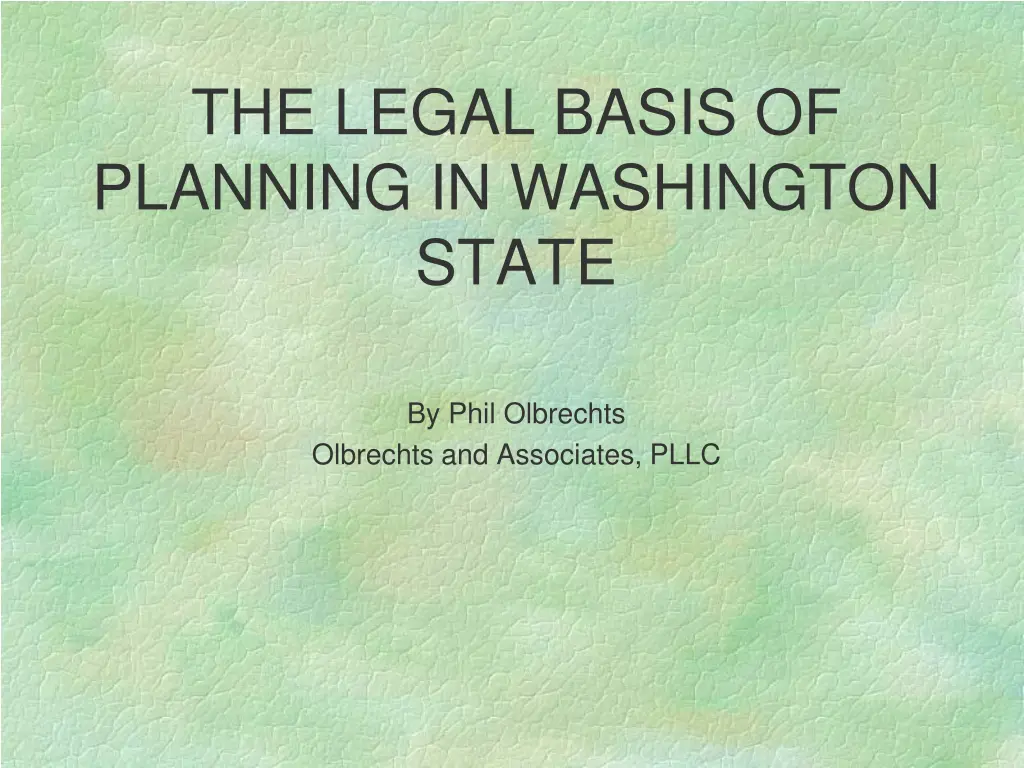 the legal basis of planning in washington state