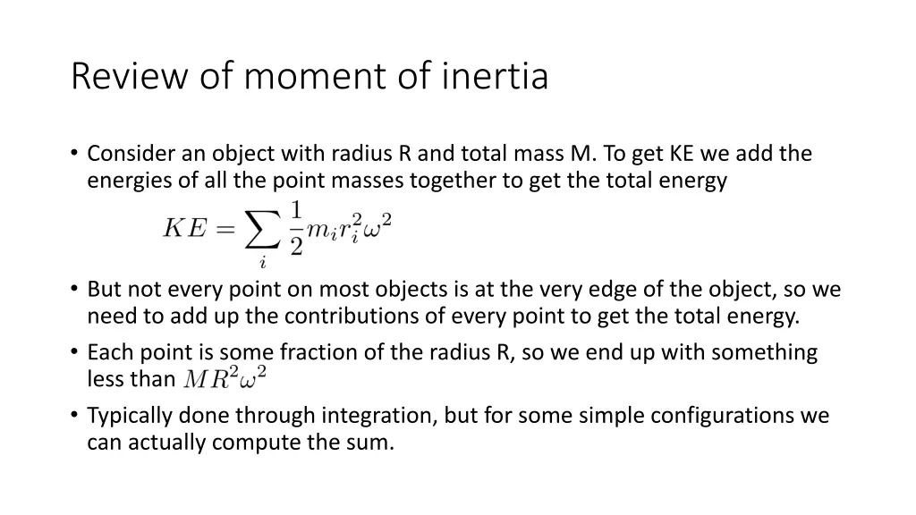 review of moment of inertia 1