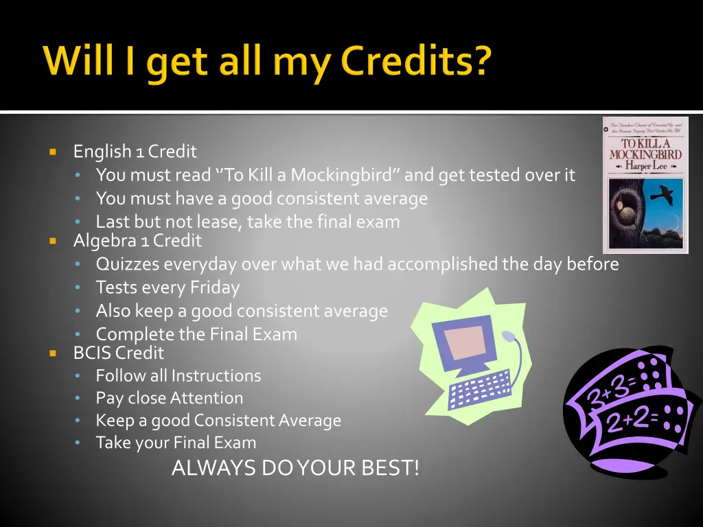 english 1 credit you must read to kill