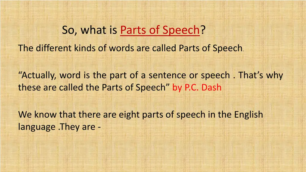 so what is parts of speech