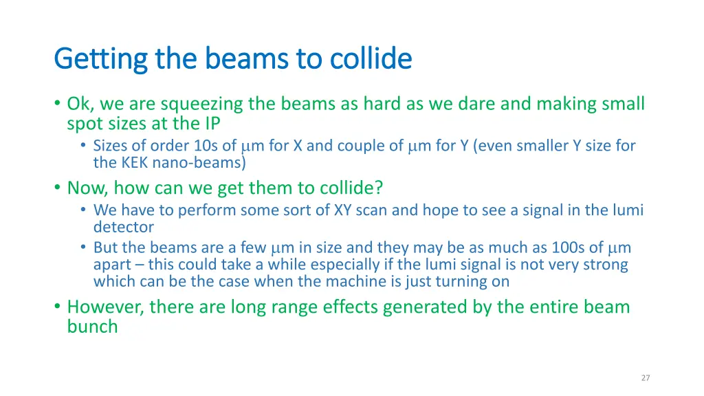 getting the beams to collide getting the beams