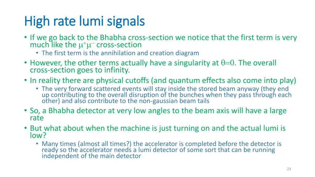 high rate lumi signals high rate lumi signals