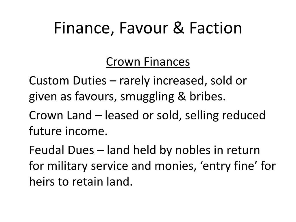 finance favour faction