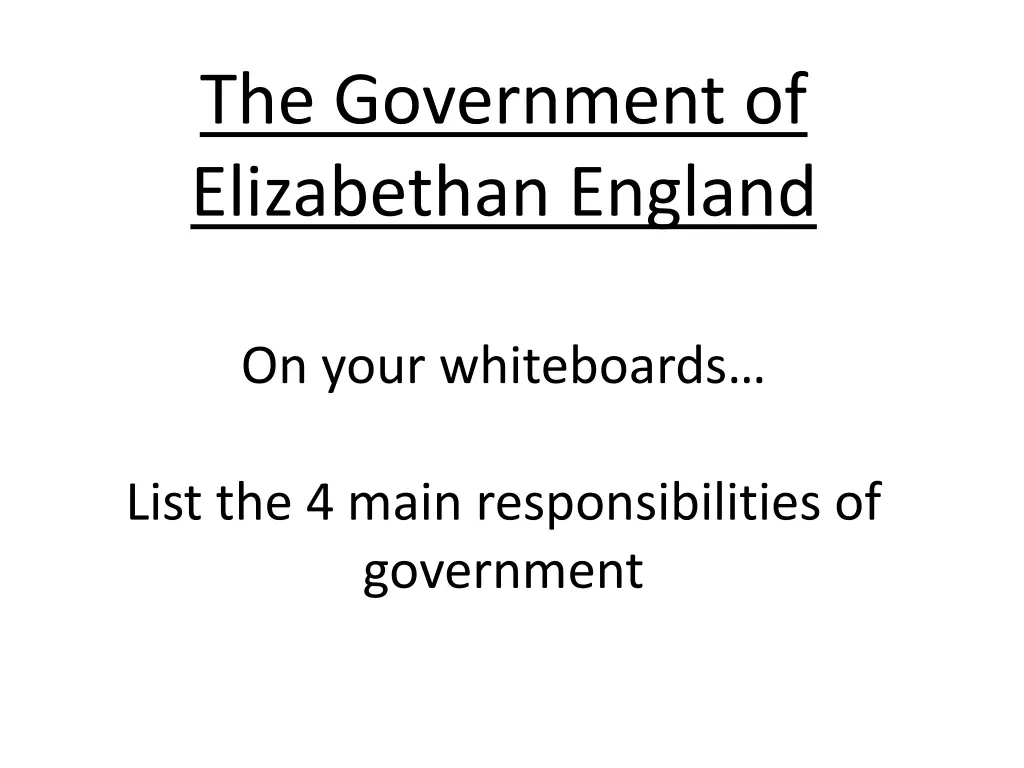 the government of elizabethan england