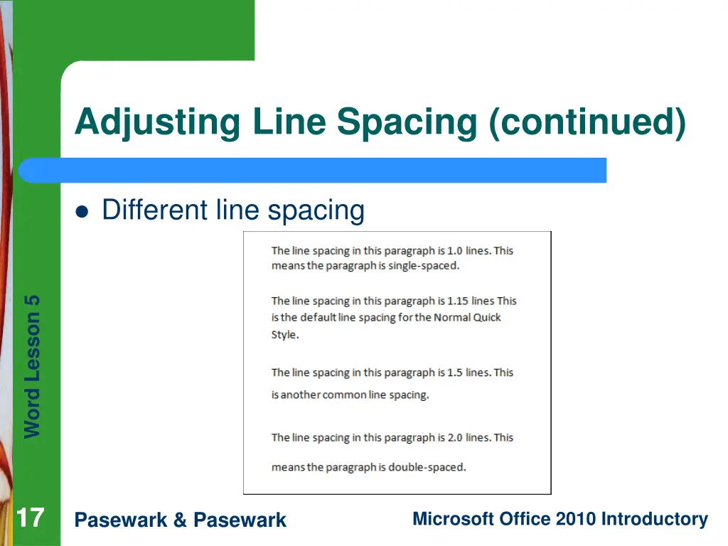 adjusting line spacing continued