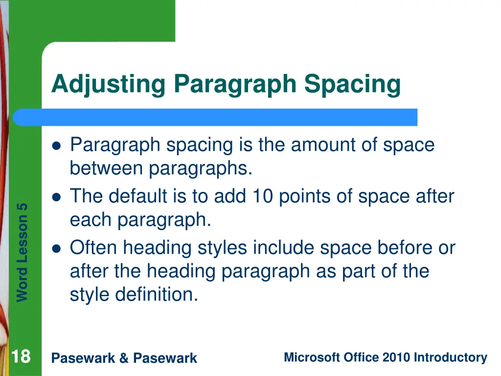 adjusting paragraph spacing