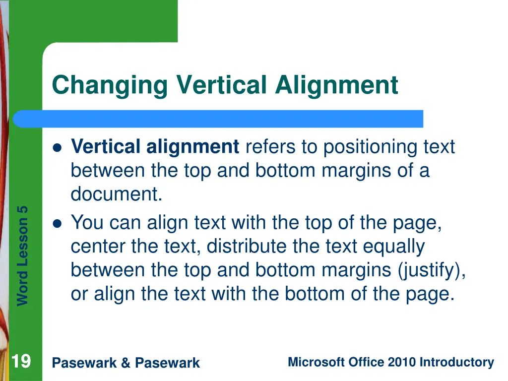 changing vertical alignment
