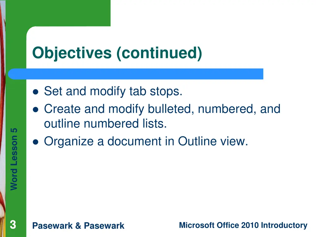 objectives continued