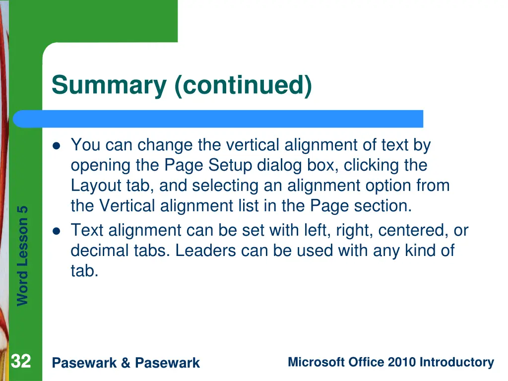 summary continued 1