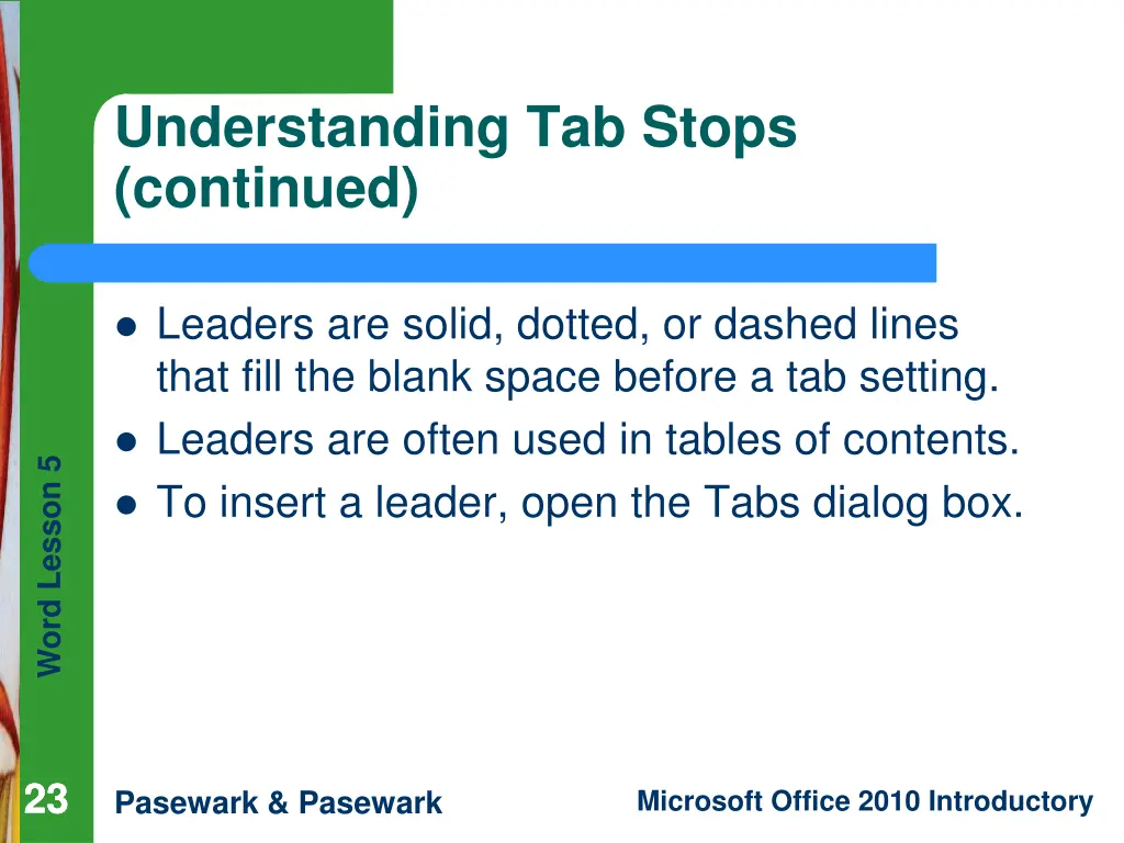 understanding tab stops continued 2