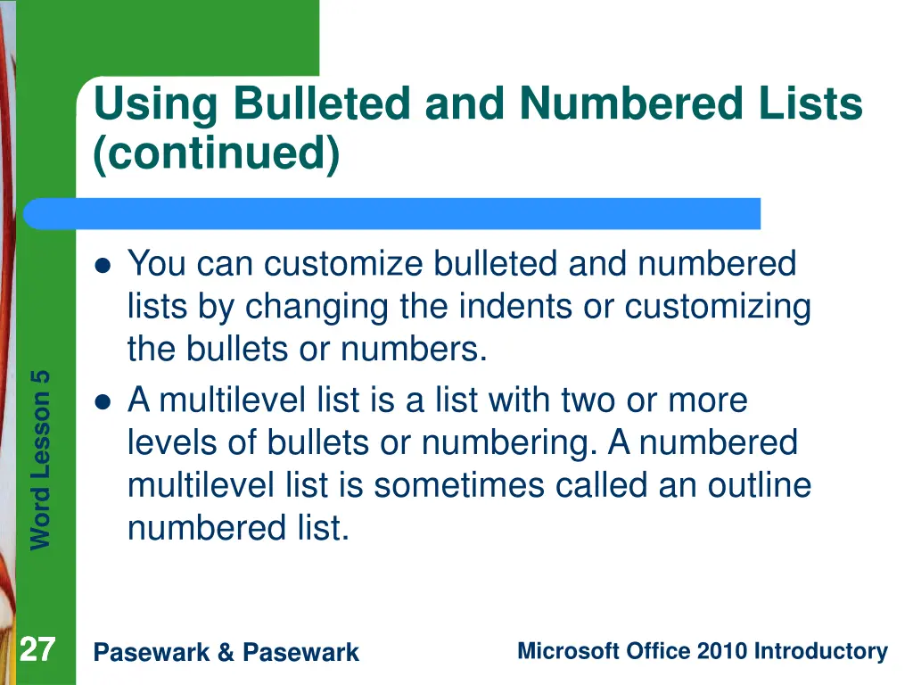using bulleted and numbered lists continued 2