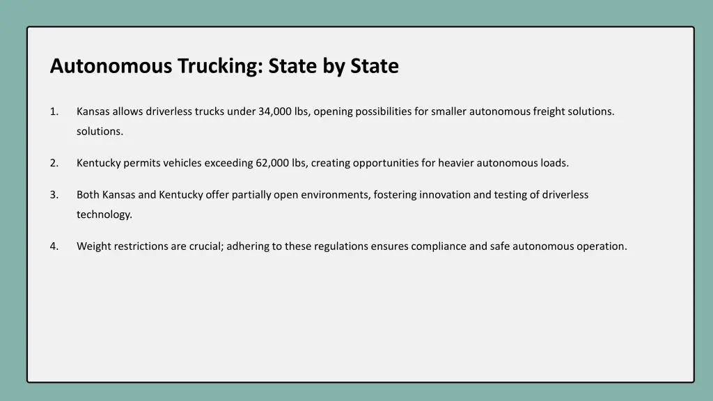 autonomous trucking state by state