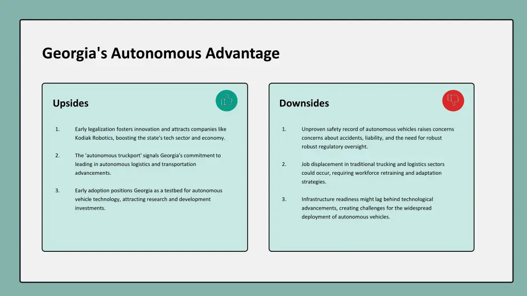 georgia s autonomous advantage
