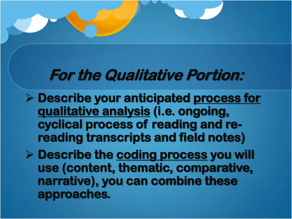for the for the qualitative portion qualitative